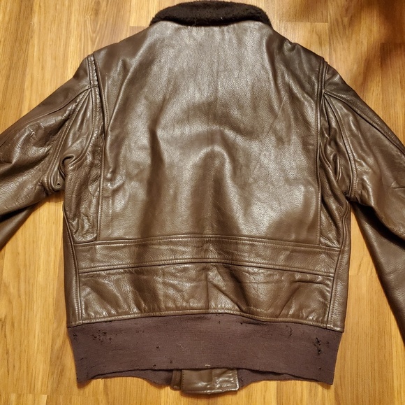 Leather Flyers Jacket Vintage Fur Collar - Picture 2 of 8